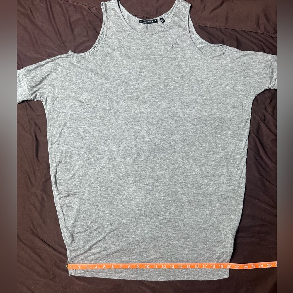 William Rast Gray Sleeveless Women's Cold Shoulder Shirt Dress - Picture 6 of 9